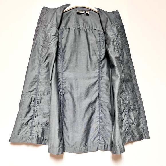 Vintage Chicos Jacket Military Linen Blend Grey SZ 1 Medium Minimalist Lagenlook - Picture 4 of 11